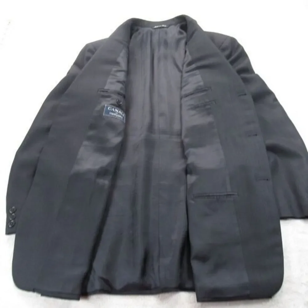 Canali 100% Pure Wool Blazer Mens 46R Dark Navy Blue Sport Coat Ventless 3Button